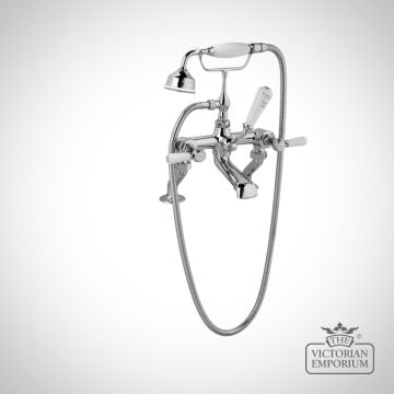 Chrome Deck Mounted Bath Shower Mixer with Lever Taps