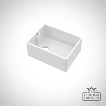 Fireclay White Single Bowl Belfast Sink With Offset Waste And Weir Overflow