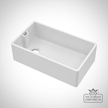 Large Fireclay White Single Bowl Belfast Sink With Offset Waste And Weir Overflow