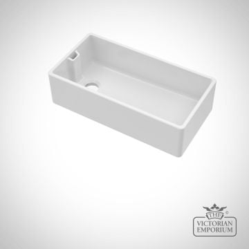Long Fireclay White Single Bowl Belfast Sink With Offset Waste And Weir Overflow