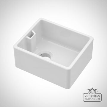 Small Fireclay White Single Bowl Belfast Sink With Offset Waste And Weir Overflow