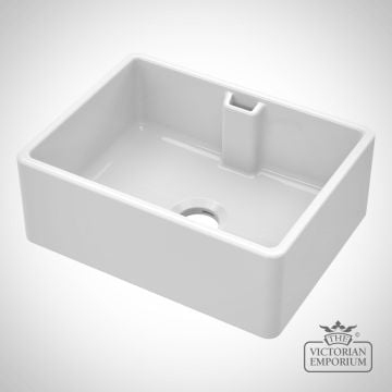Medium Fireclay White Single Bowl Belfast Sink With Offset Waste And Weir Overflow