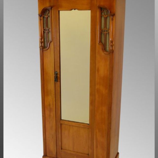 Satinwood Hall Cloak Cabinet - Art Nouveau Styling