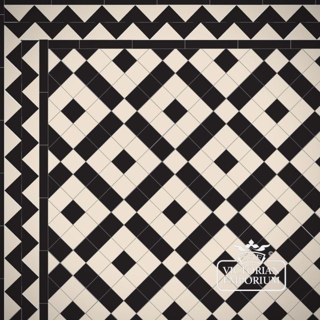 Olde English Double Dogtooth Border Geometric Floor Tile In Meter