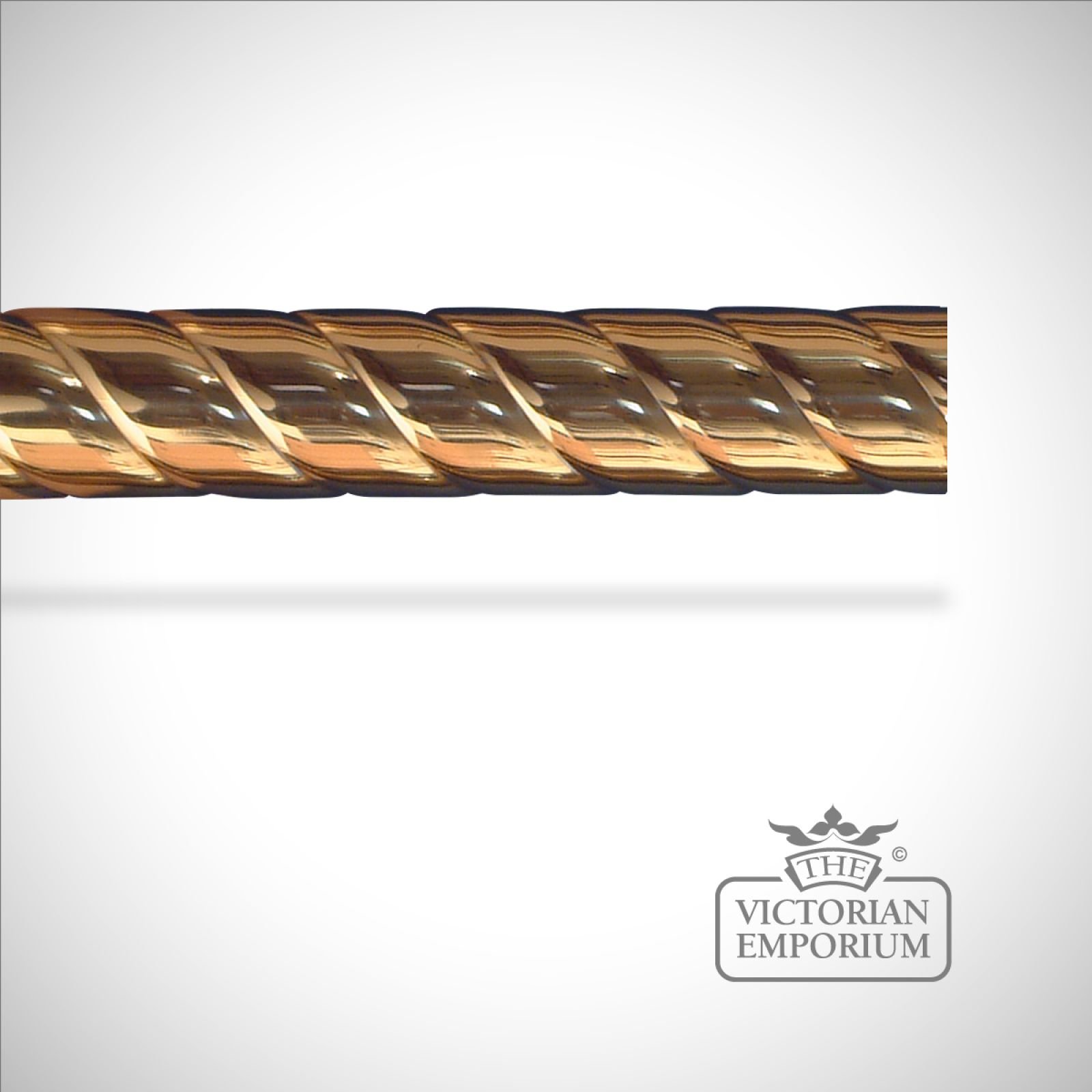Rope twist brass curtain pole (no finials) - 38mm or 51mm widths
