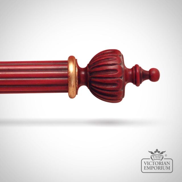 Flutted Wood Pole Minarete End Distressed Mahogany Gold Leaf Specialist Finish Classical Victorian Pole 0000