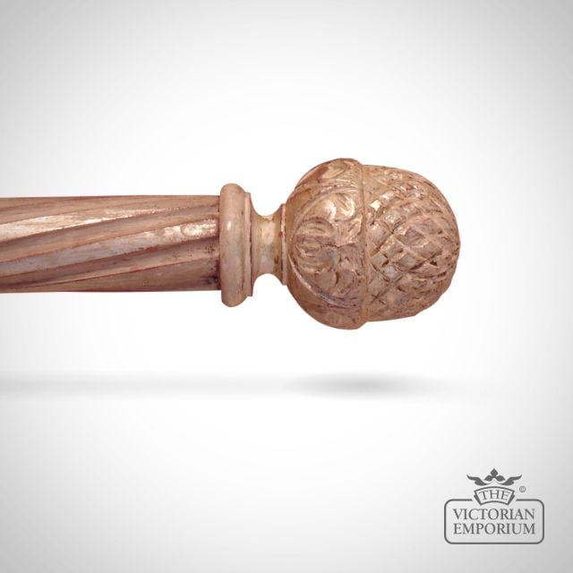 Spiral Flute Pole Pomegranate End Cream And Silver Specialist Finish Classical Victorian Pole 0000