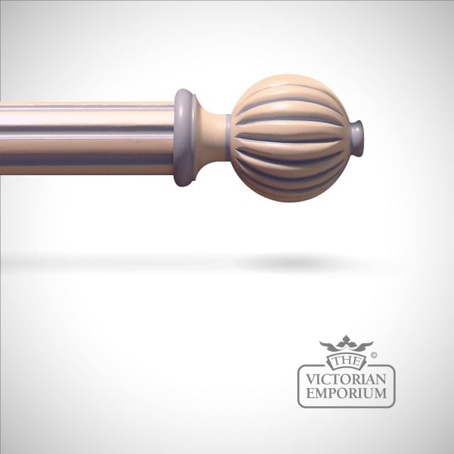 Fluted Pole And Fluted Ball End Hand Decorated Wood Classical Victorian Pole 0000
