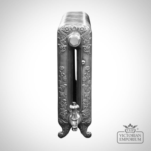 Radiator Cast Iron Traditional Reclaimed Victorian School Old Classic Decorative Daisy End Shot Hand Burnished 2