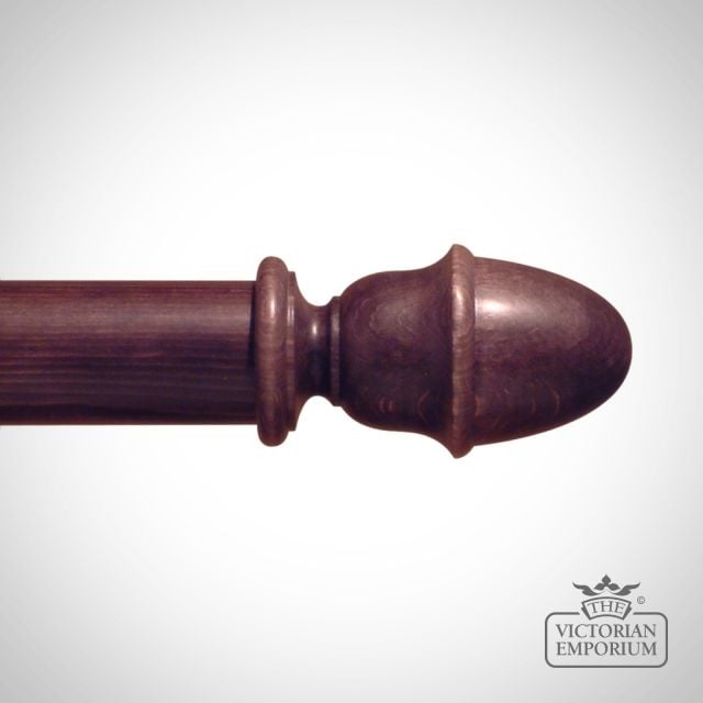 Traditional stained plain acorn finial to match stained curtain poles