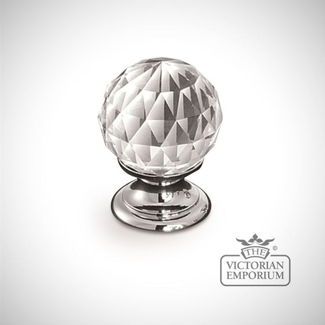 Diamond faceted glass knob