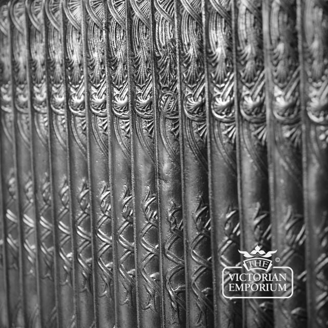 Radiator Cast Iron Traditional Reclaimed Victorian School Old Classic Decorative Ribbon Close Up Hand Burnished