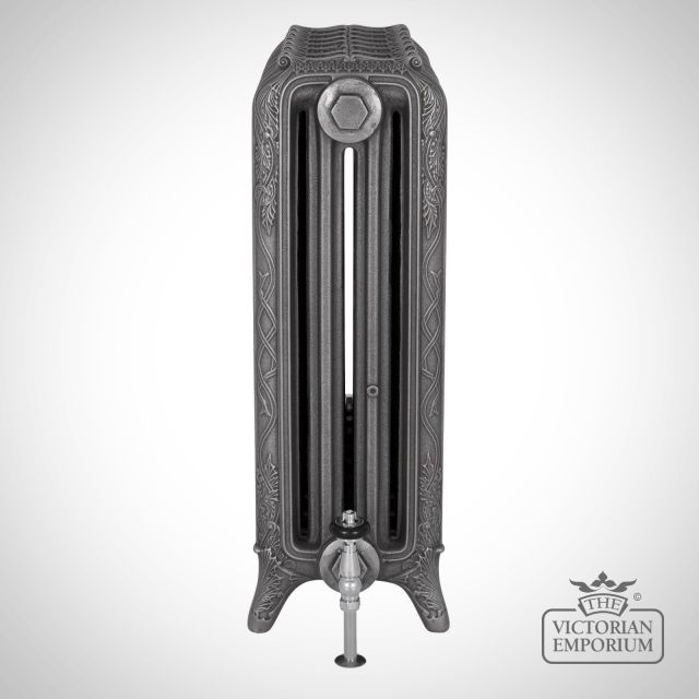 Radiator Cast Iron Traditional Reclaimed Victorian School Old Classic Decorative 4 Column Ribbon Satin Polish End   Remove Bg