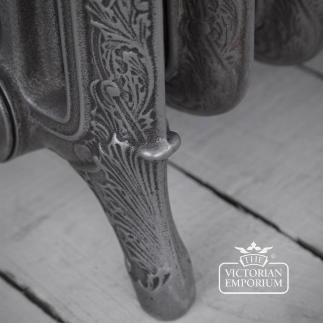 Radiator Cast Iron Traditional Reclaimed Victorian School Old Classic Decorative 4 Column Ribbon Close 3 Setting Satin Polish 2