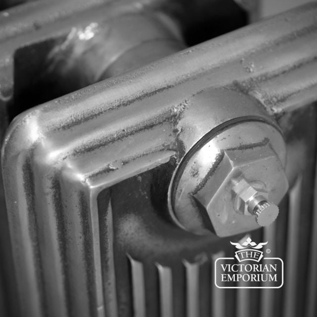 Radiator Cast Iron Traditional Reclaimed Victorian School Old Classic Decorative Churchill Top Close Hand Burnished