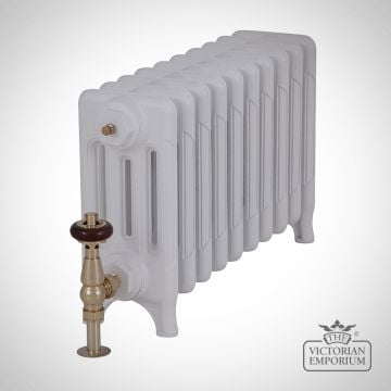 Radiator Cast Iron Traditional Reclaimed Victorian School Old Classic Decorative Victorian 325mm Parchment White Ang1   Remove Bg