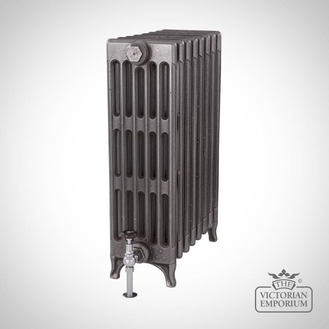 Radiator Cast Iron Traditional Reclaimed Victorian School Old Classic Decorative Victorian 6 Column 740mm Satin Polish Ang1   Remove Bg
