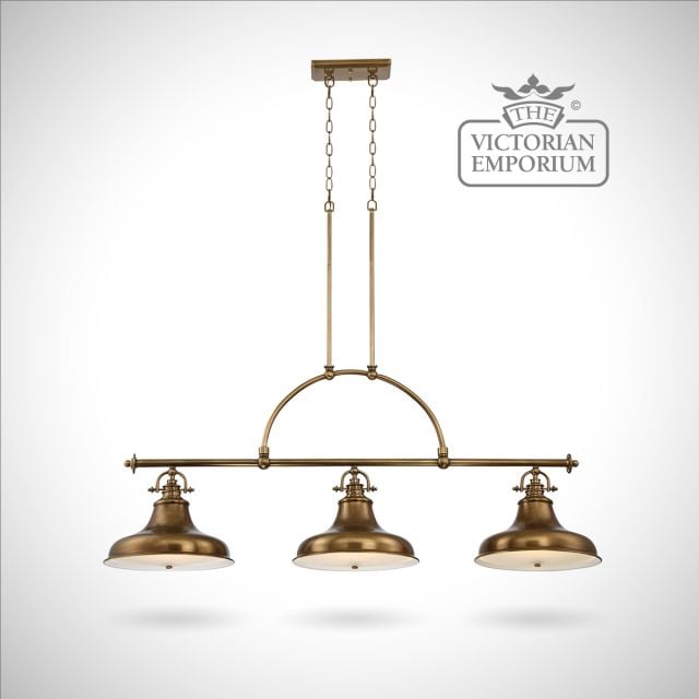 Emerey triple island light in Weathered Brass