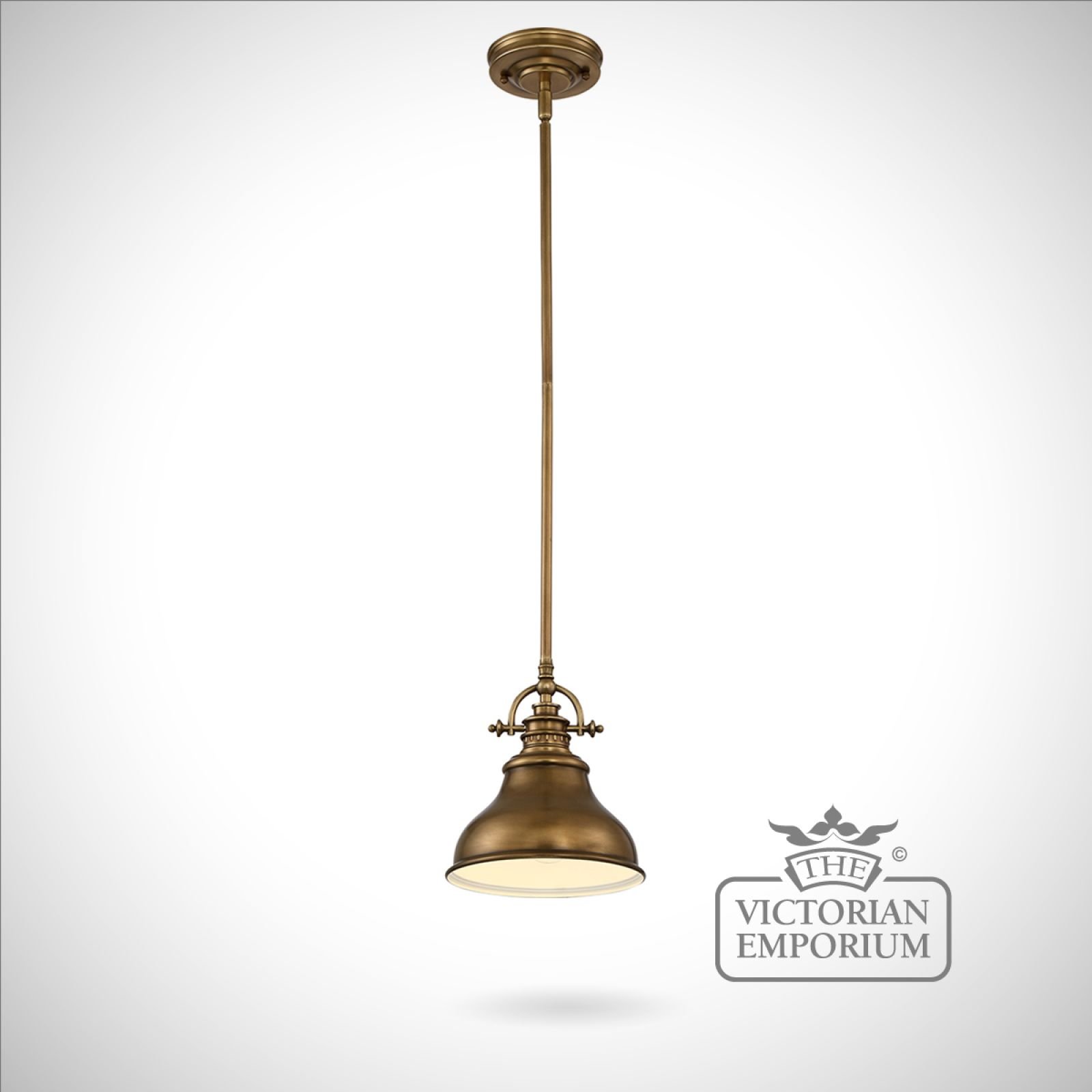 Emerey single mini pendant light in Weathered Brass