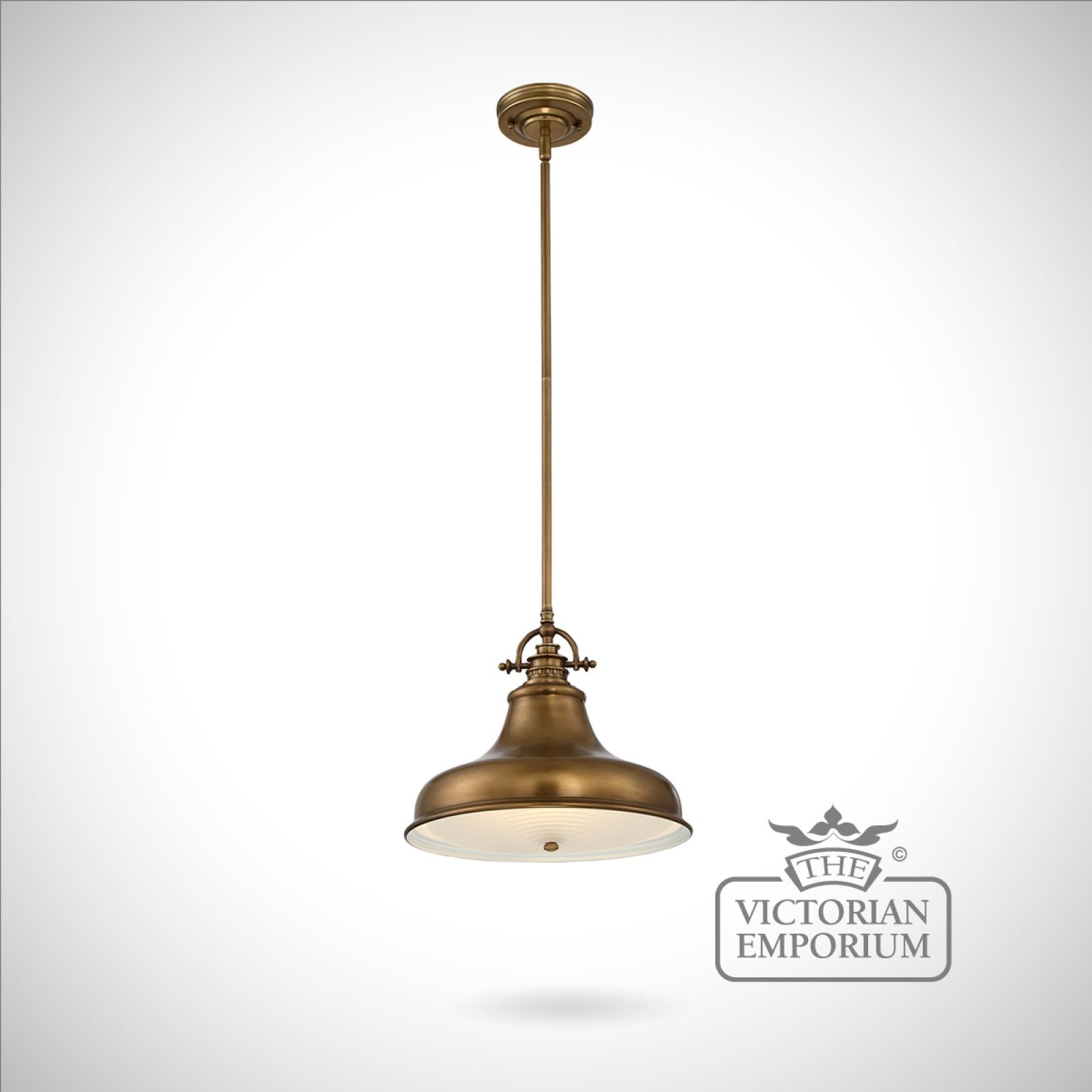 Emerey single medium pendant light in Weathered Brass