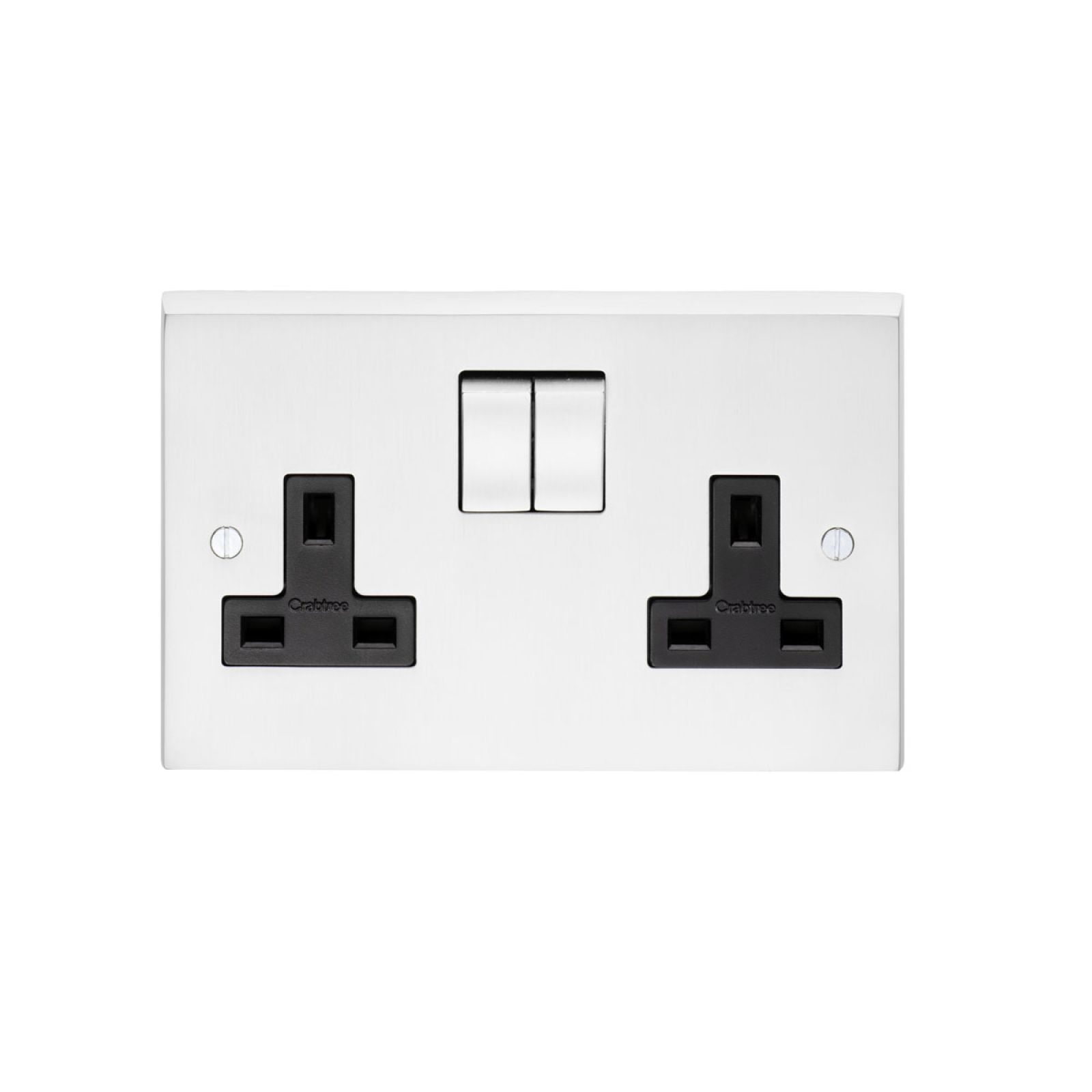2 Gang 13amp DP Switched Socket in brass, chrome or satin chrome