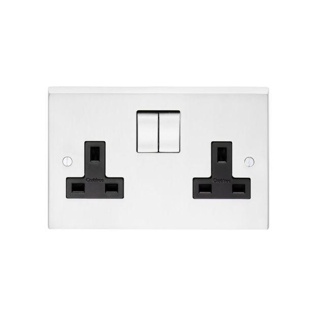 2 Gang 13amp DP Switched Socket in brass, chrome or satin chrome