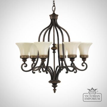 Drawing Room Walnut Chandelier With Down Lights