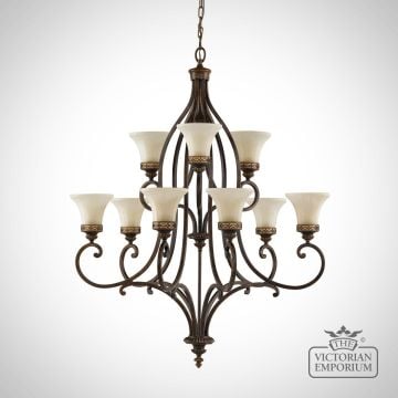 Drawing Room Walnut Chandelier With Down Lights