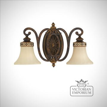 Double wall sconce with Walnut finish