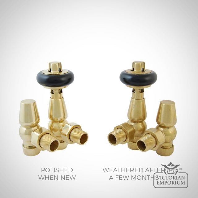 Cast Iron Radiator Valve Brass Thermostatic Tarnished Unlacquered Aged Weathered Old Floor Mounted Far Ag Ub Alt00 2