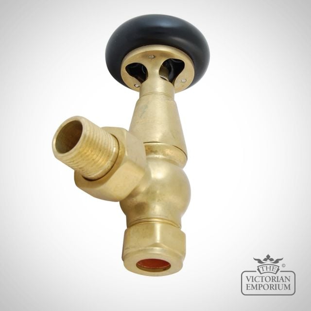 Cast Iron Radiator Valve Brass Thermostatic Tarnished Unlacquered Aged Weathered Old Floor Mounted Far Ag Ub Alt02
