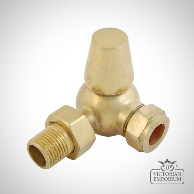 Cast Iron Radiator Valve Brass Thermostatic Tarnished Unlacquered Aged Weathered Old Wall Mounted Far Cr Ub Alt08