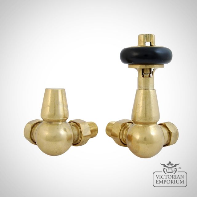 Cast Iron Radiator Valve Brass Thermostatic Tarnished Unlacquered Aged Weathered Old Wall Mounted Far Cr Ub