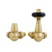 Cast Iron Radiator Valve Brass Thermostatic Tarnished Unlacquered Aged Weathered Old Wall Mounted Far Cr Ub
