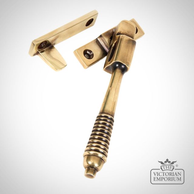 Right Aged Brass Night Vent Reeded Window Fastener Locking 83911