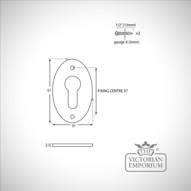 Aged Brass Oval Euro Escutcheon 83819 Dwg