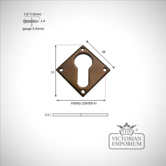 Bronze Diamond Euro Escutcheon 33948 Dwg