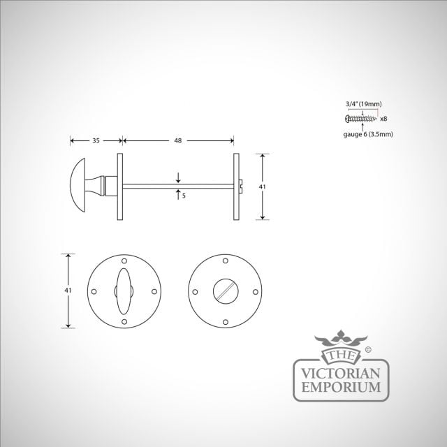 Bronze Round Bathroom Thumbturn 33385 Dwg