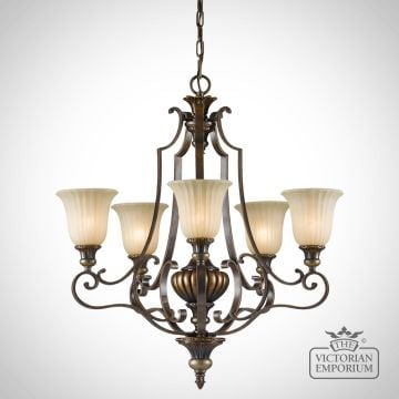 Gold and Bronze Decorative 5 Light Chandelier