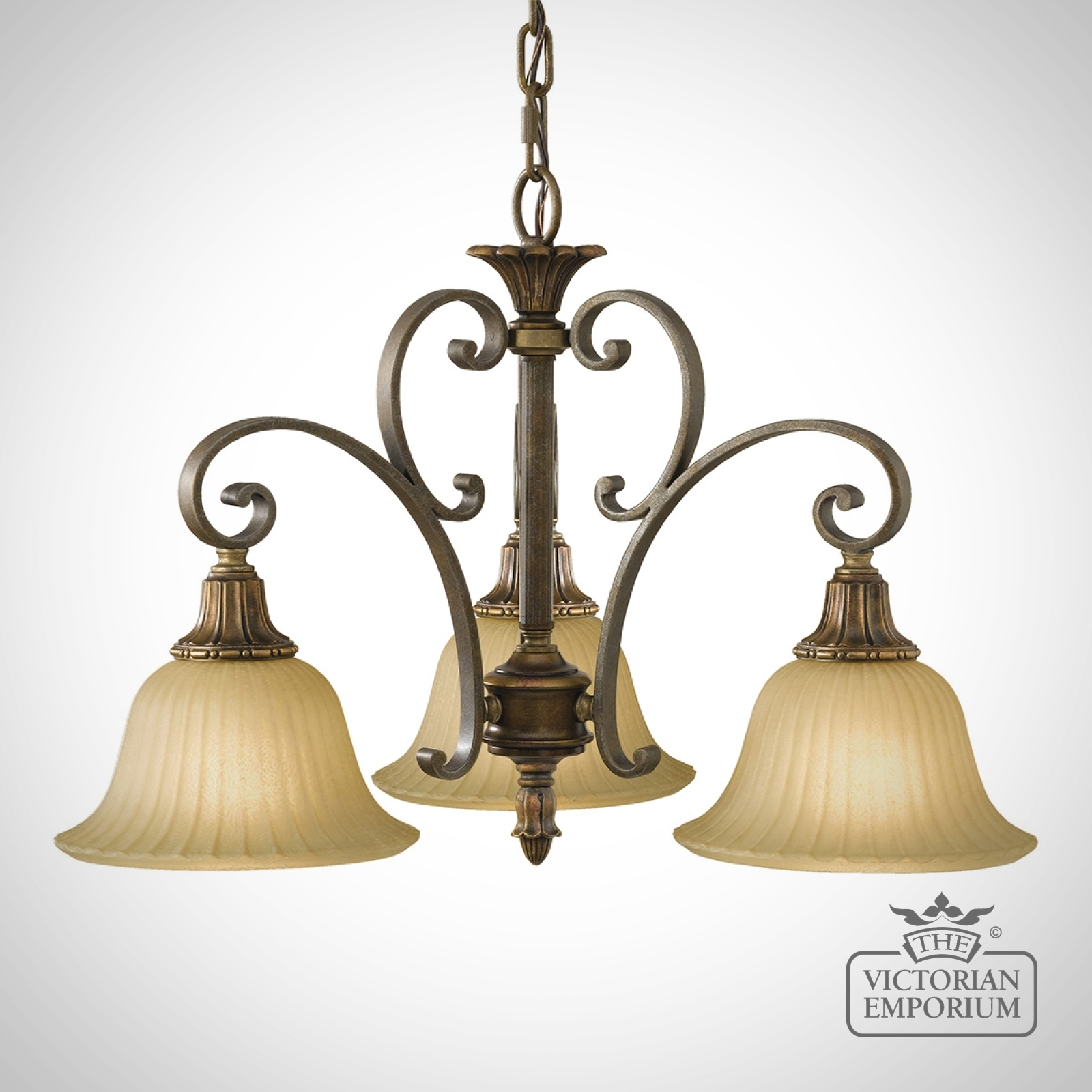 Gold and Bronze 3 Light Chandelier