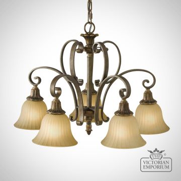 Gold and Bronze 5 Light Chandelier