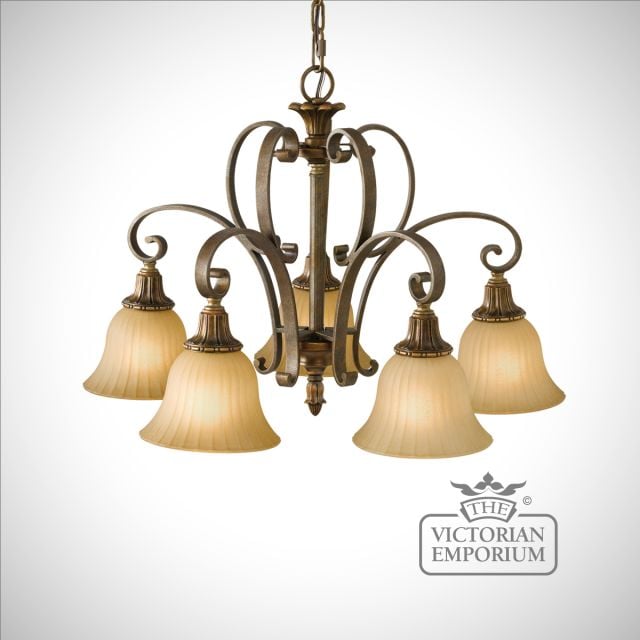 Gold and Bronze 5 light chandelier