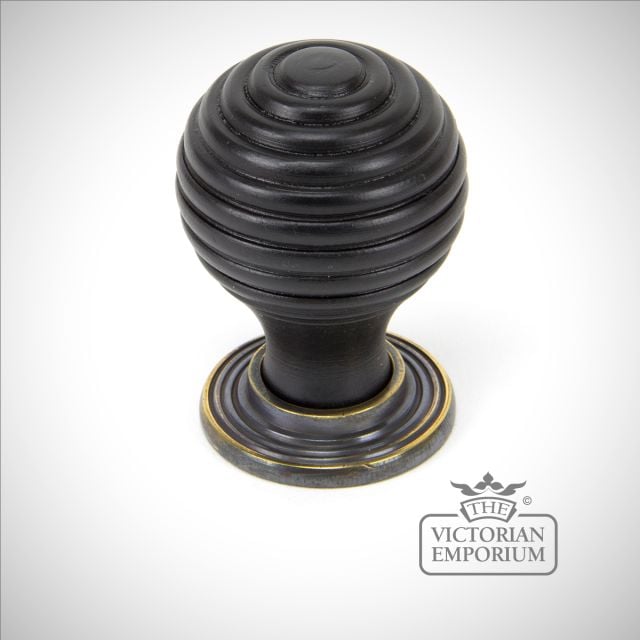 Ebony  Antique Brass Beehive Cabinet Knob V1 Small 83871
