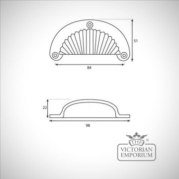 Natural Smooth 3 Drawer Pull 83520 Dwg
