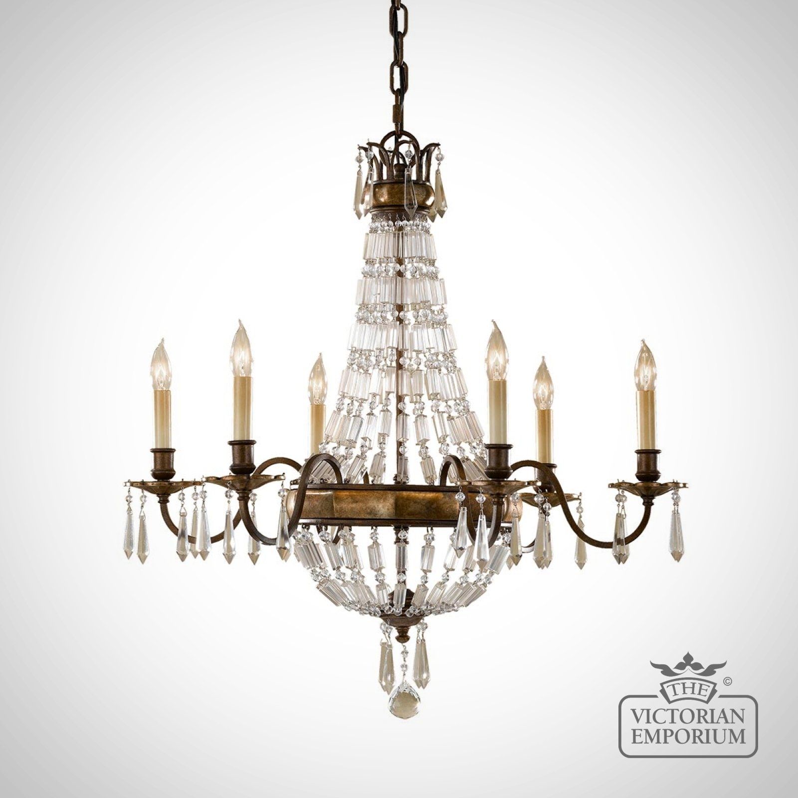 Bellini Bronze and Antique Quartz 6 light chandelier