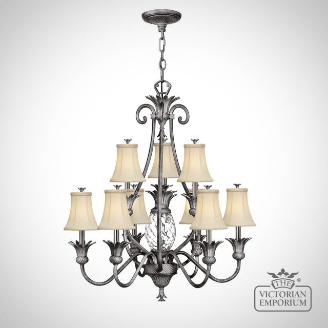 Plantation 10 Light Chandelier Polished Antique Nickel  Hk Plant10 Pl