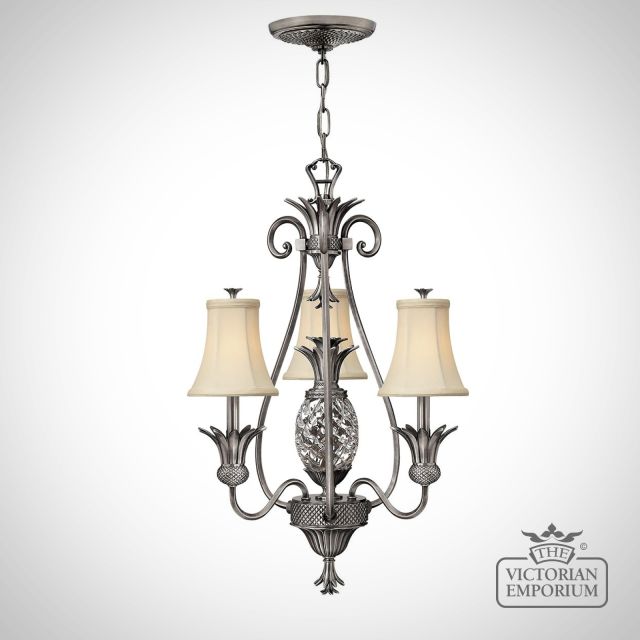 Plantation 3 Light Chandelier Polished Antique Nickel  Hk Plant3 Pl