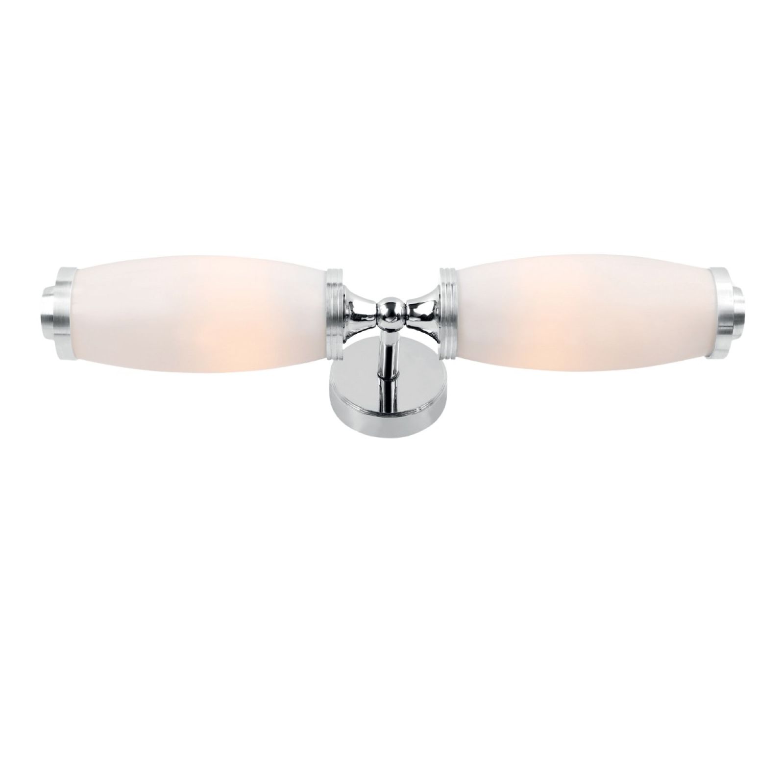 Double bathroom wall light in solid brass and chrome or nickel finish