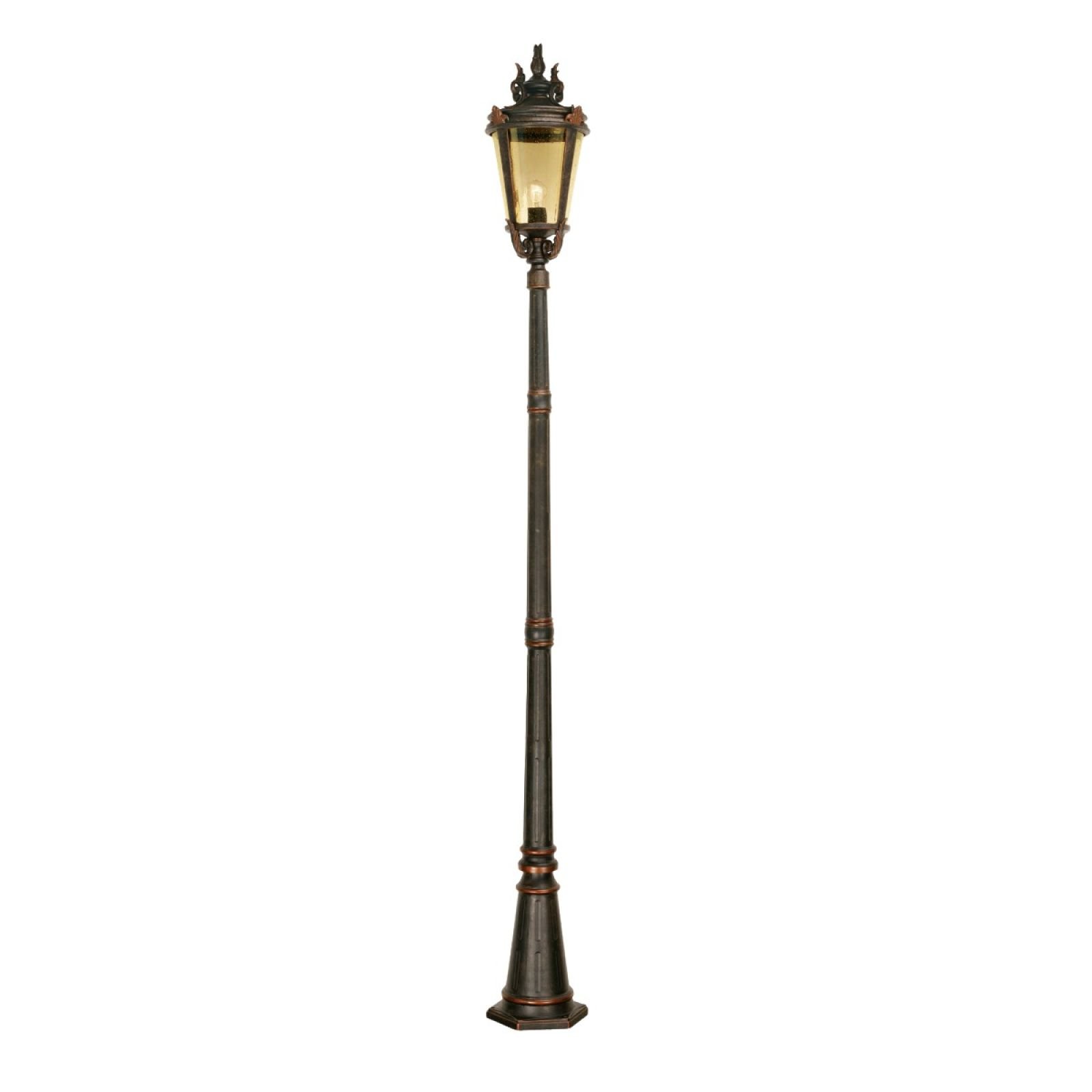 Dark bronze pedestal lantern with lamp post