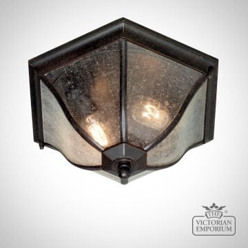 New England 2 Light Flush Lantern - Weathered Bronze Finish